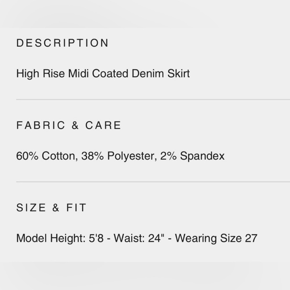 BLANK NYC High Rise Midi Coated Denim Skirt Size 26 in color Coffee Talk NWT - Picture 3 of 11